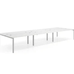 Mesa oficina multipuesto bench Kube triple, fondo 166 cm, estructura aluminio