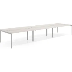 Mesa oficina multipuesto bench triple Kube, fondo 142cm, estructura aluminio