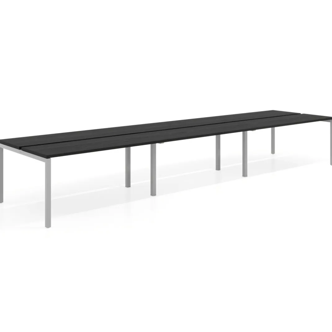 Mesa oficina multipuesto bench triple Kube, fondo 126 cm, estructura aluminio