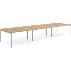 Mesa oficina multipuesto bench triple Kube, fondo 142cm, estructura aluminio