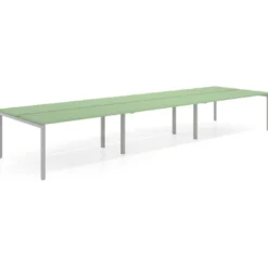 Mesa oficina multipuesto bench triple Kube, fondo 142cm, estructura aluminio