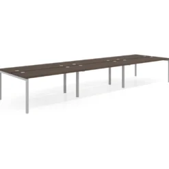 Mesa oficina multipuesto bench triple Kube, fondo 142cm, estructura aluminio