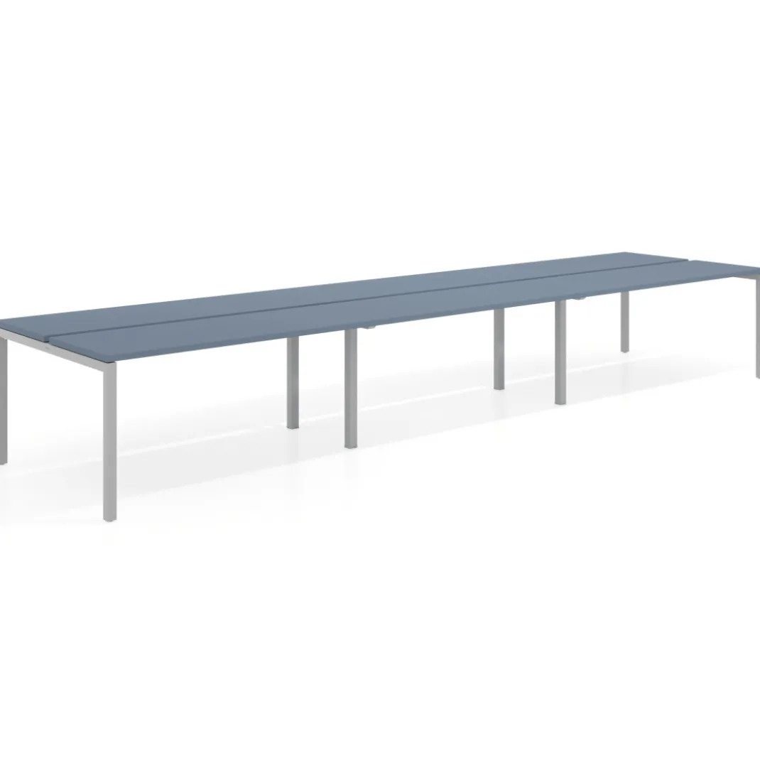 Mesa oficina multipuesto bench triple Kube, fondo 126 cm, estructura aluminio