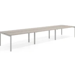 Mesa oficina multipuesto bench triple Kube, fondo 126 cm, estructura aluminio