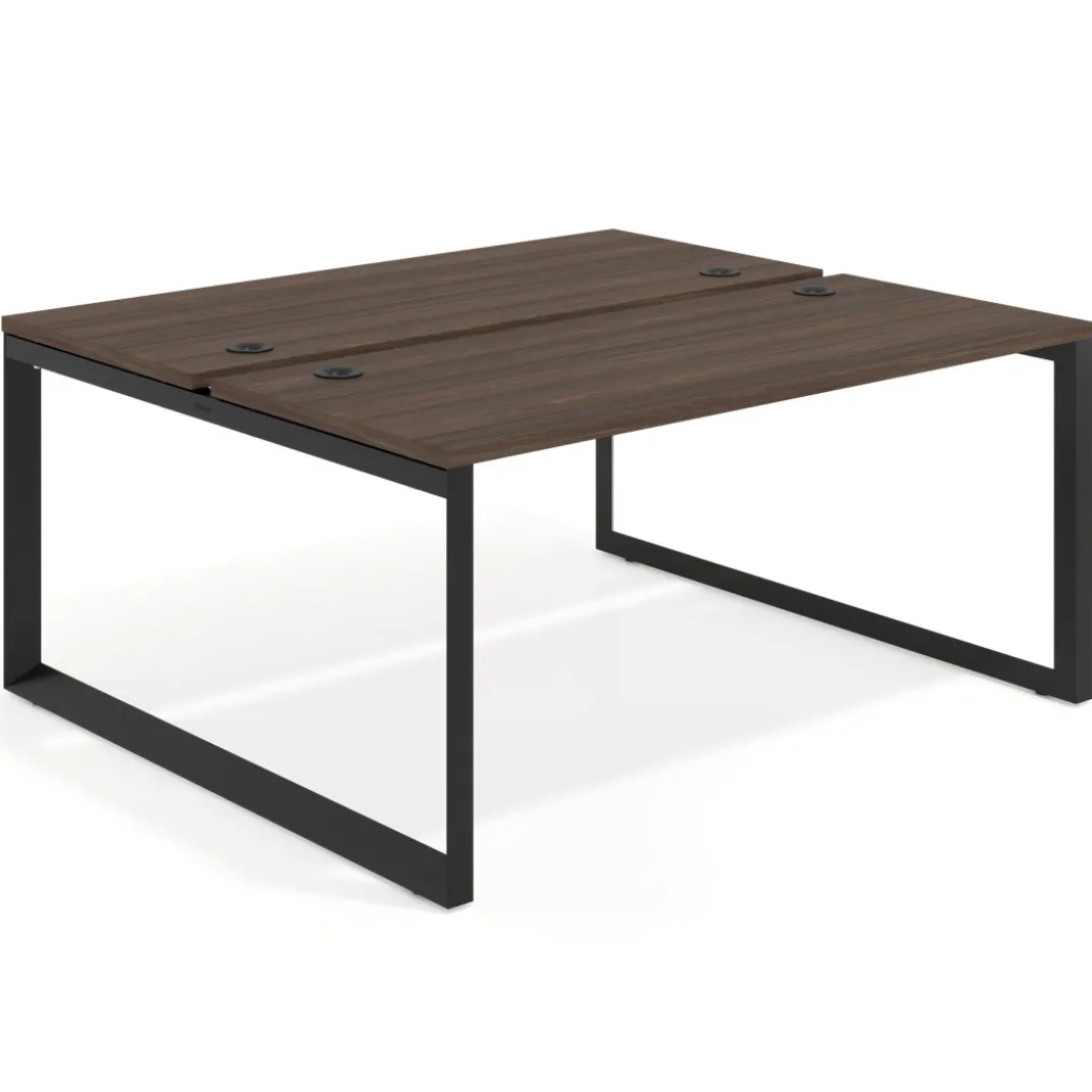 Mesa oficina multipuesto bench Delta fondo 142cm estructura negra