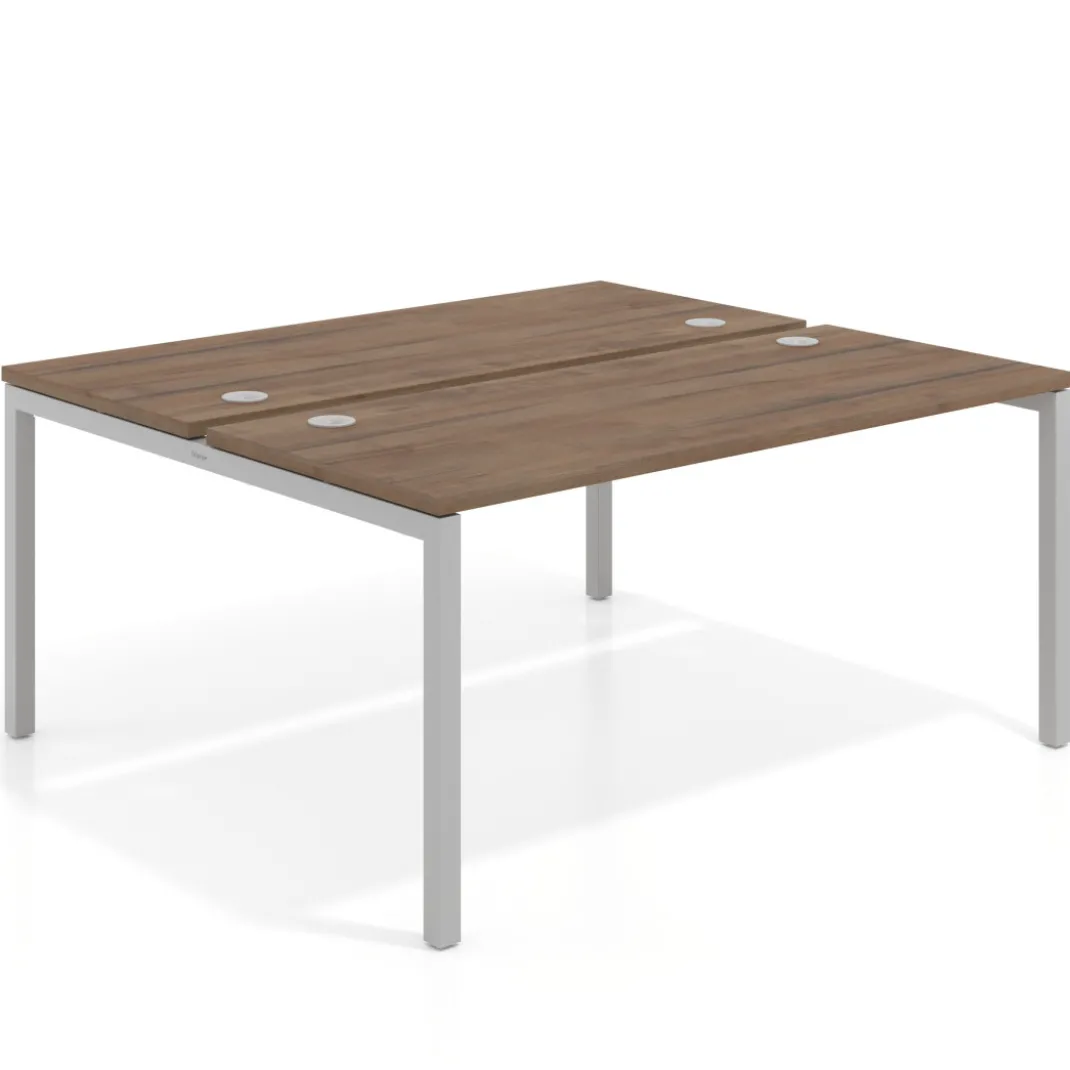 Mesa oficina multipuesto bench Kube fondo 142cm estructura aluminio