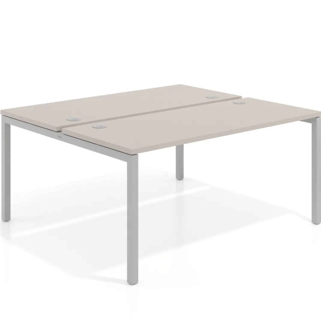 Mesa oficina multipuesto bench Kube fondo 142cm estructura aluminio