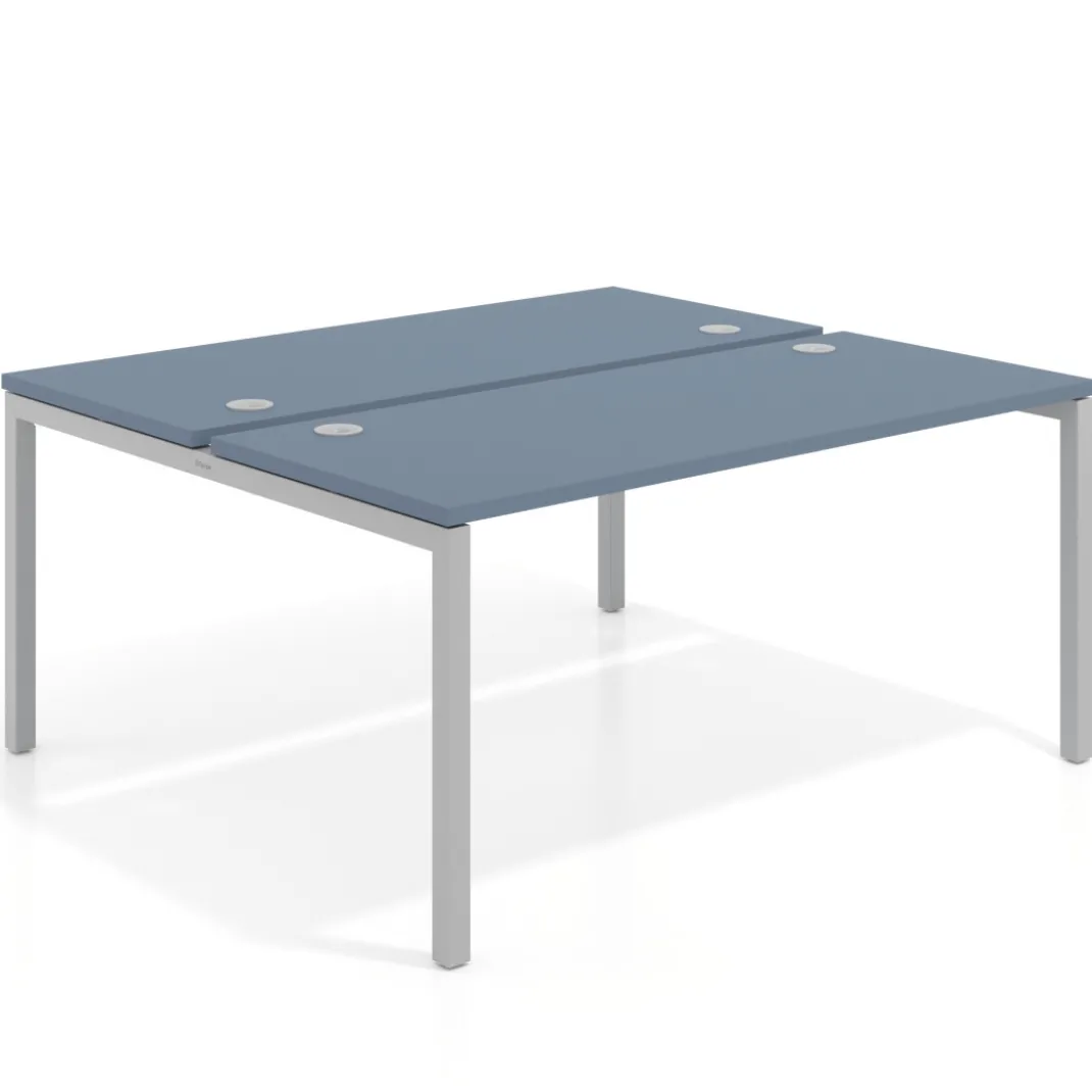 Mesa oficina multipuesto bench Kube fondo 142cm estructura aluminio