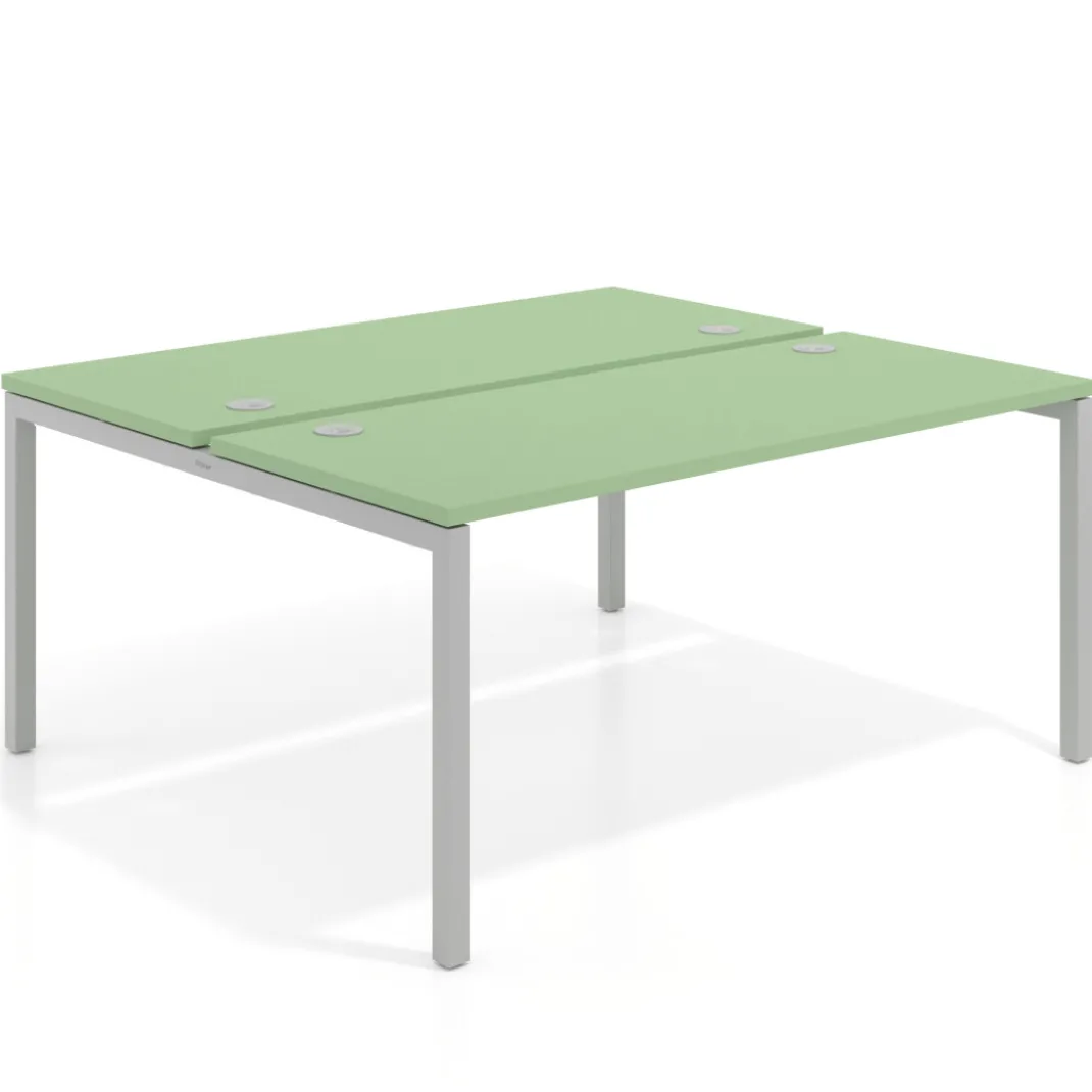 Mesa oficina multipuesto bench Kube fondo 142cm estructura aluminio