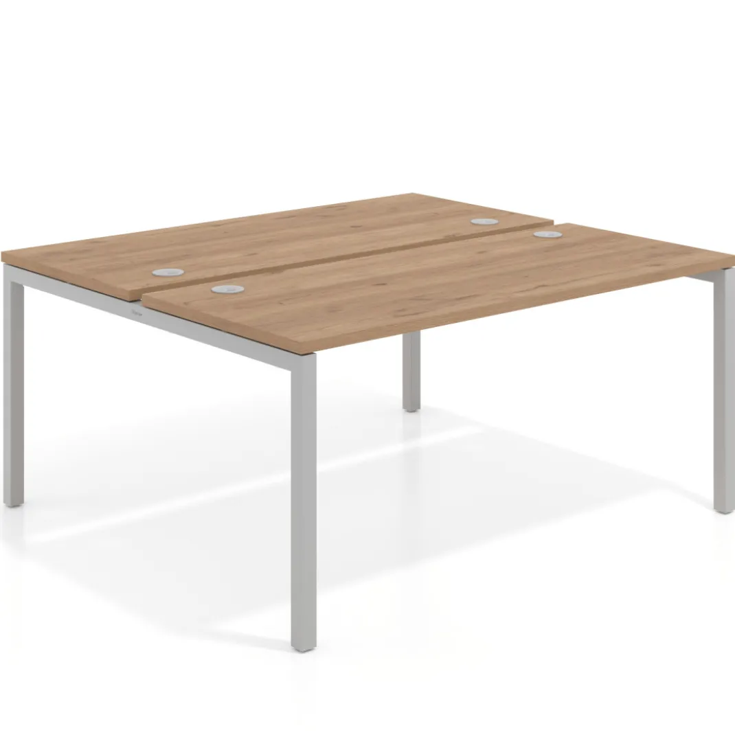 Mesa oficina multipuesto bench Kube fondo 142cm estructura aluminio