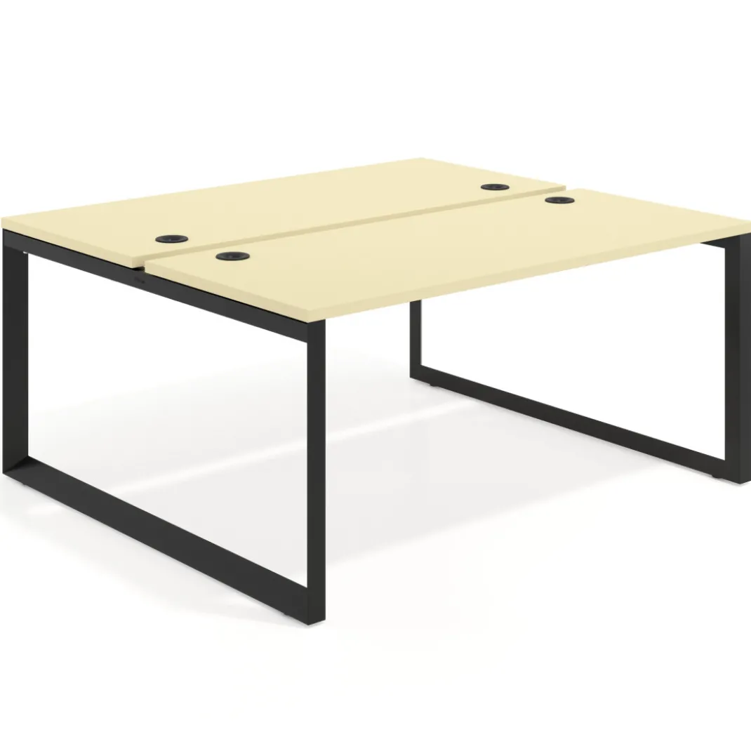 Mesa oficina multipuesto bench Delta fondo 142cm estructura negra