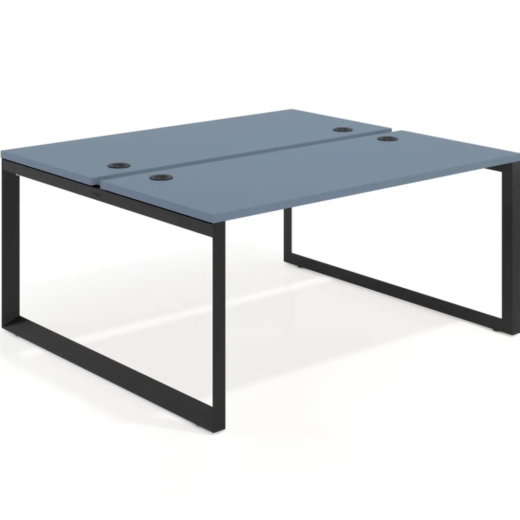 Mesa oficina multipuesto bench Delta fondo 142cm estructura negra