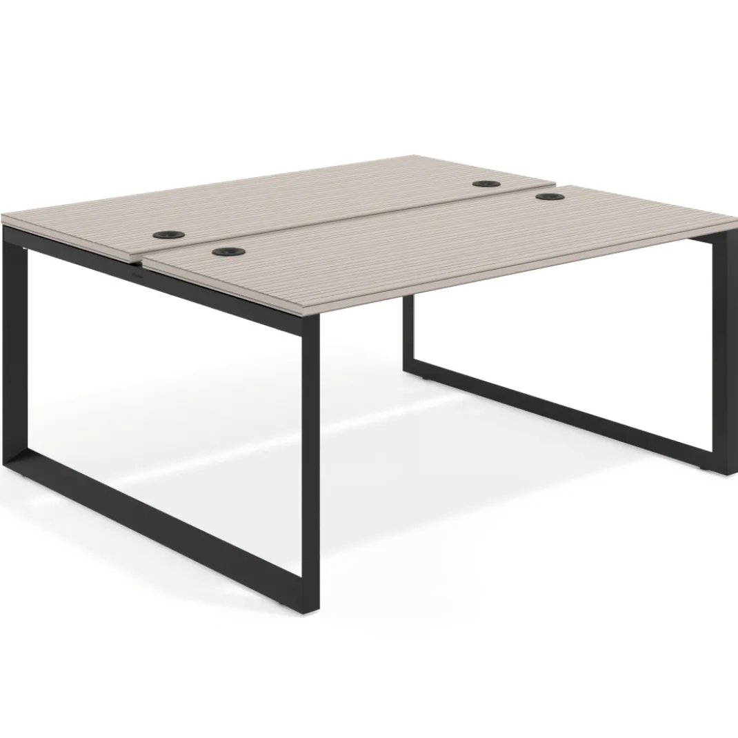 Mesa oficina multipuesto bench Delta fondo 142cm estructura negra