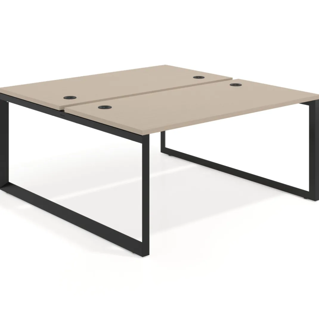 Mesa oficina multipuesto bench Delta fondo 166cm estructura negra