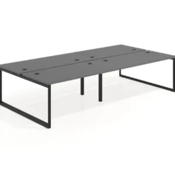 Mesa oficina multipuesto bench Delta doble, fondo 166cm estructura negra