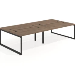 Mesa oficina multipuesto bench Delta doble, fondo 166cm estructura negra
