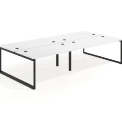 Mesa oficina multipuesto bench Delta doble, fondo 166cm estructura negra