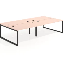 Mesa oficina multipuesto bench Delta doble, fondo 166cm estructura negra