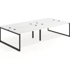 Mesa oficina multipuesto bench Delta doble, fondo 166cm estructura negra