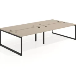 Mesa oficina multipuesto bench Delta doble, fondo 166cm estructura negra