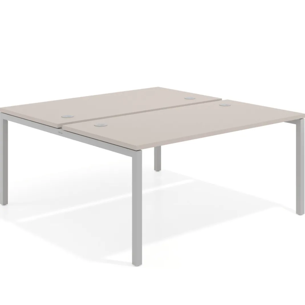 Mesa oficina multipuesto bench Kube fondo 166 cm estructura aluminio