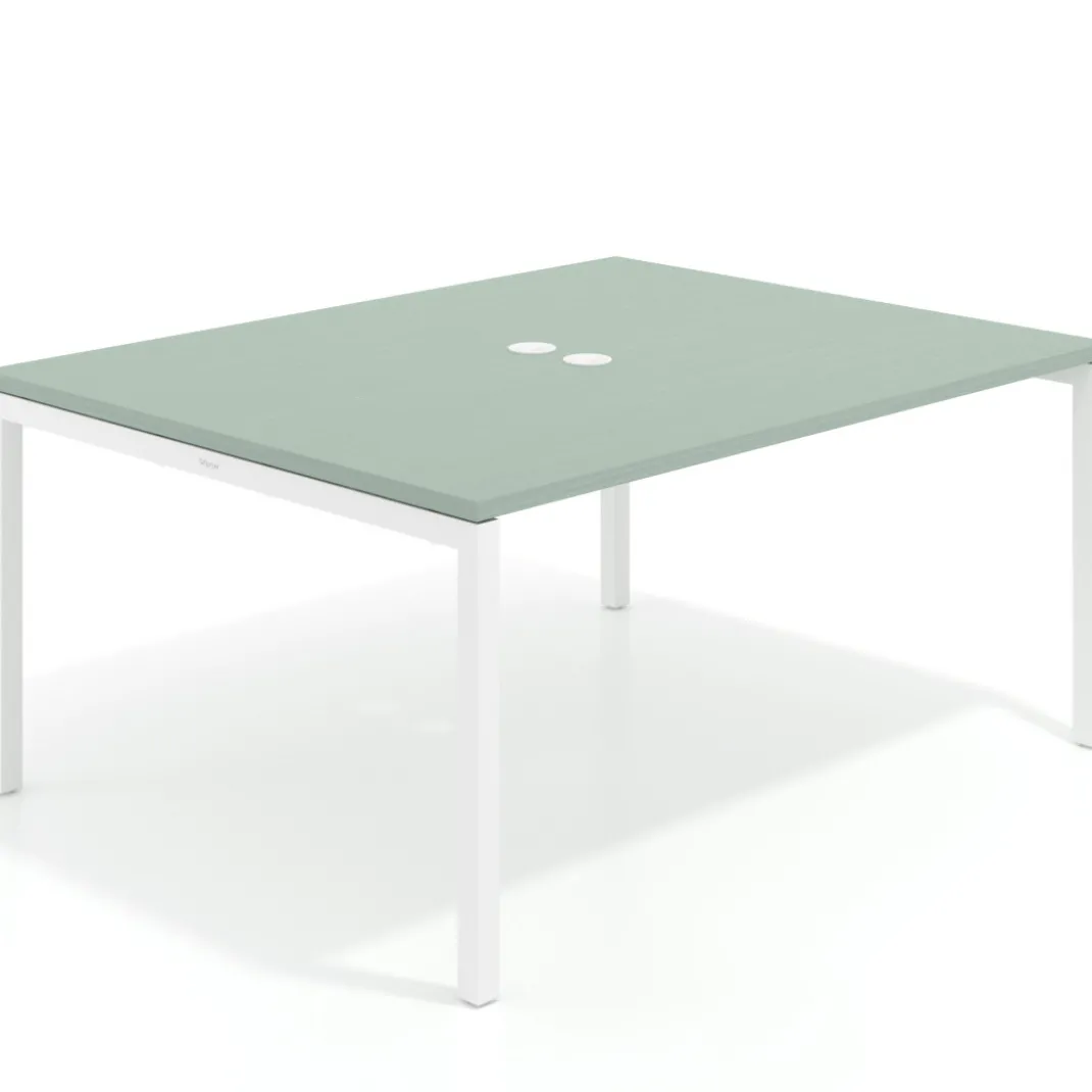 Mesa para coworking encimera continua fondo 166 cm estructura aluminio
