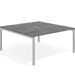 Mesa para coworking encimera continua fondo 126 cm estructura blanca