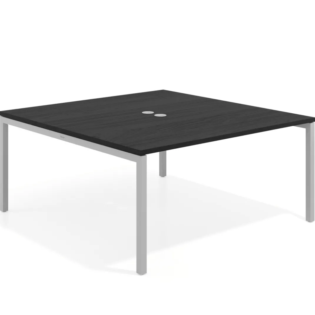Mesa para coworking encimera continua fondo 166 cm estructura aluminio