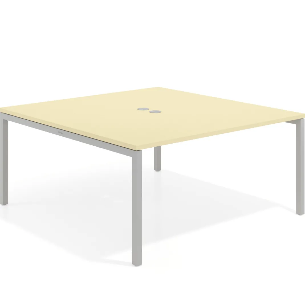 Mesa para coworking encimera continua fondo 166 cm estructura aluminio