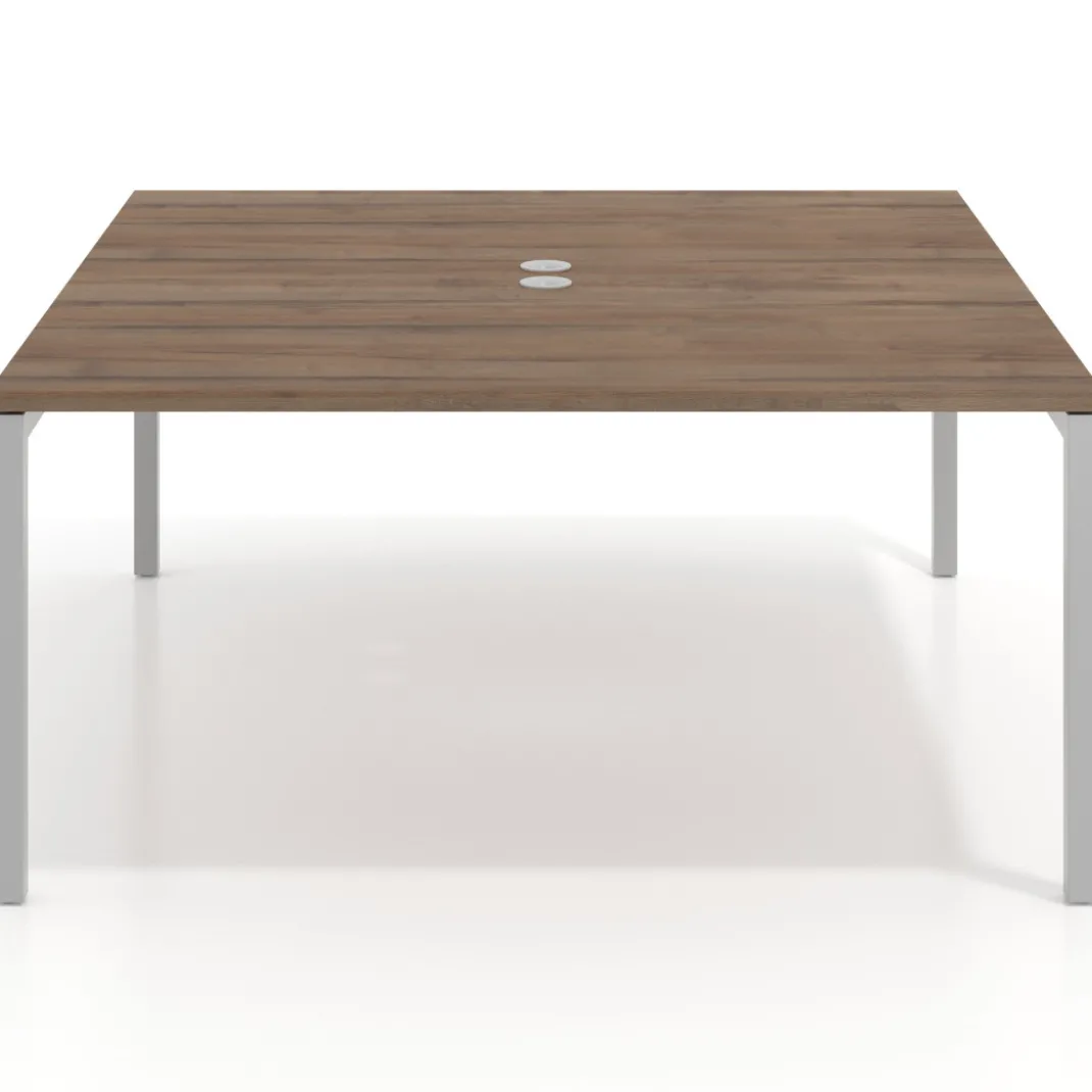 Mesa para coworking encimera continua fondo 126 cm estructura blanca