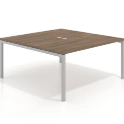 Mesa para coworking encimera continua fondo 126 cm estructura blanca
