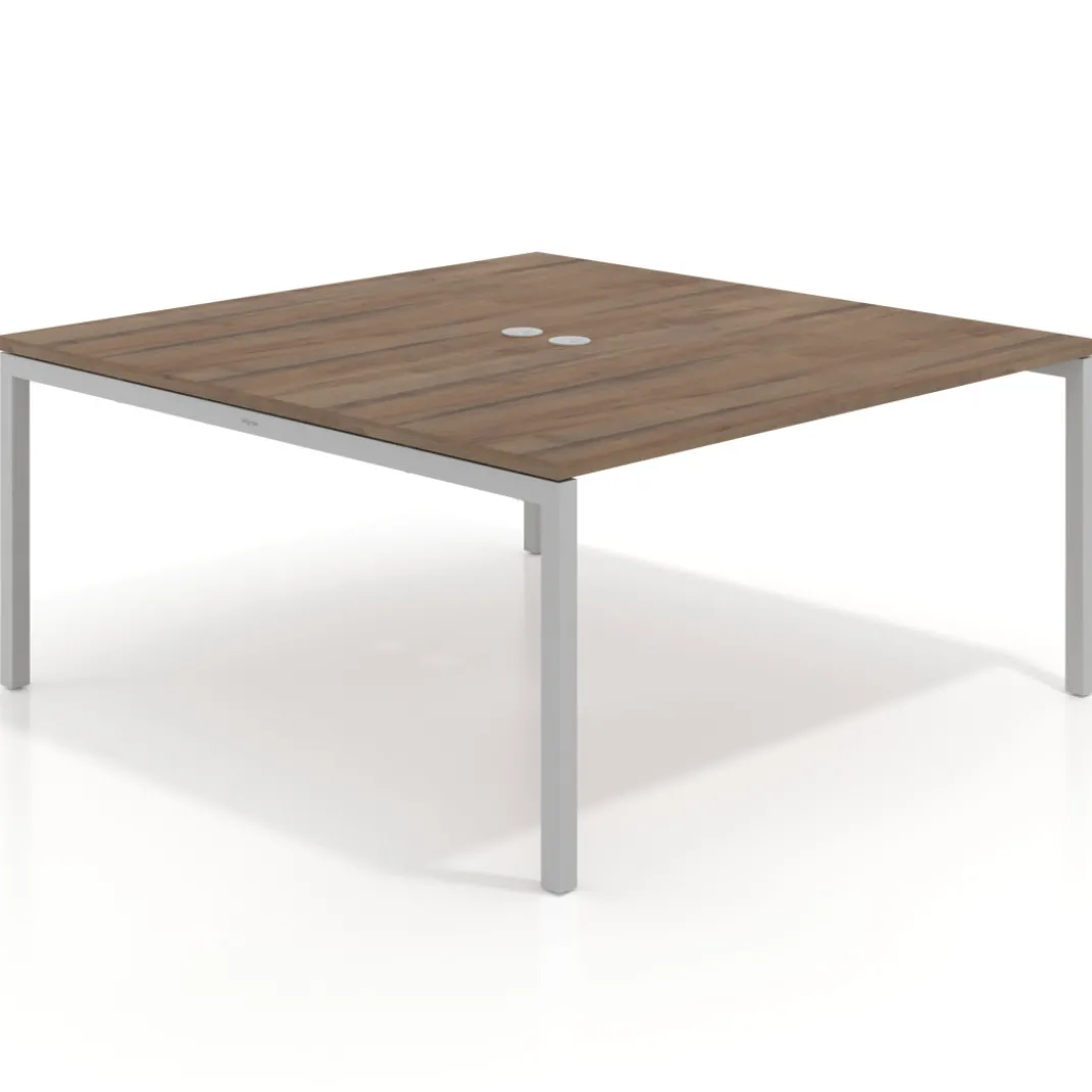 Mesa para coworking encimera continua fondo 126 cm estructura blanca