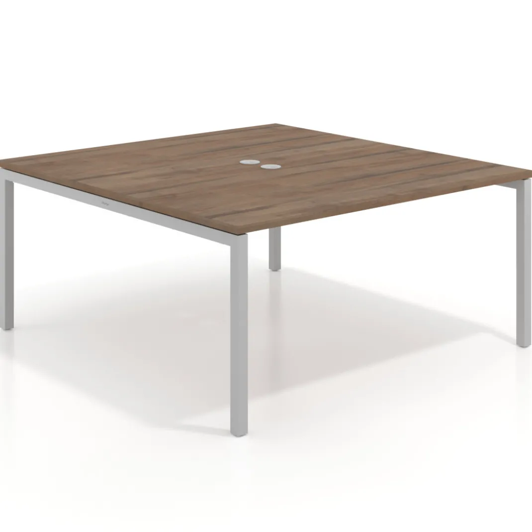 Mesa para coworking encimera continua fondo 126 cm estructura blanca