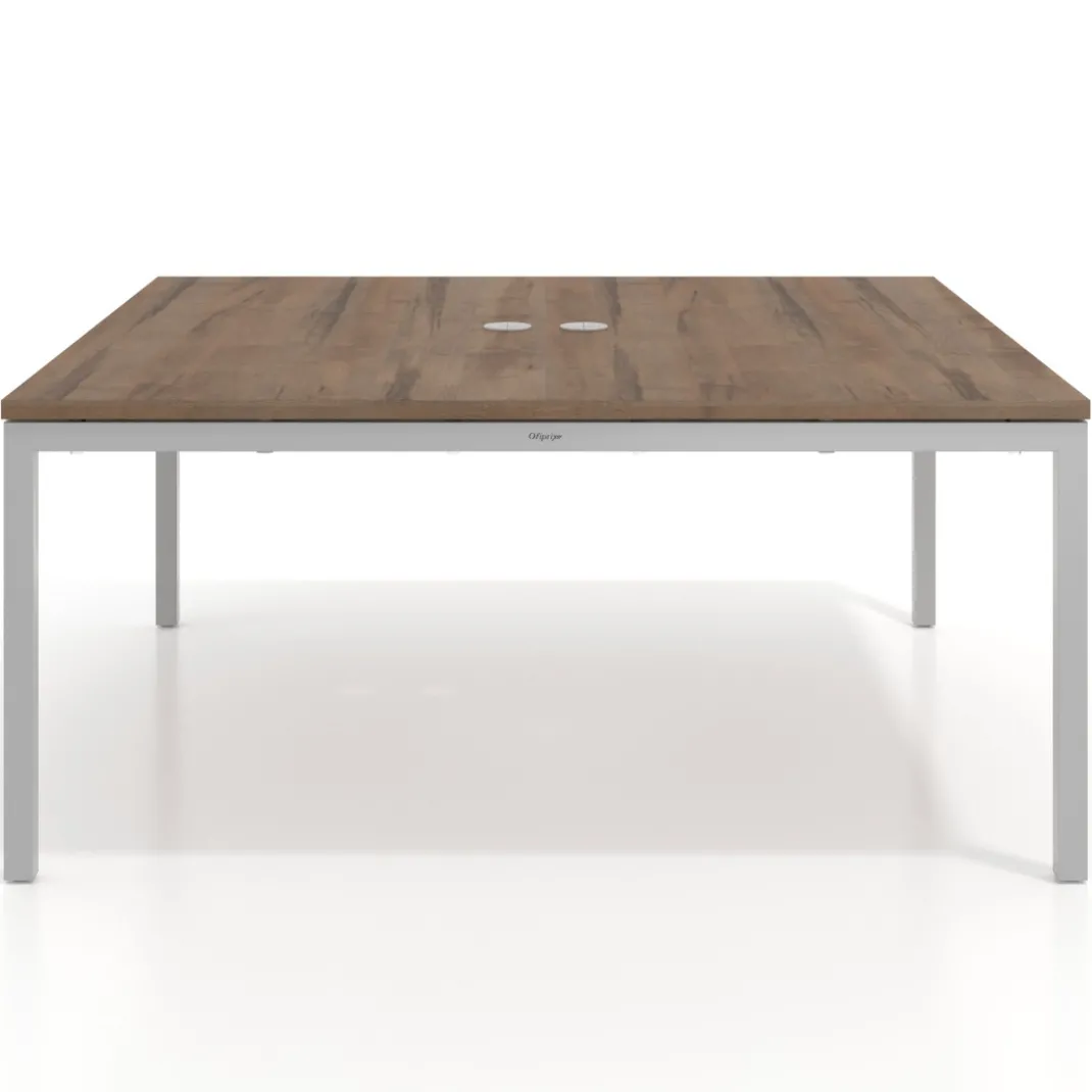 Mesa para coworking encimera continua fondo 126 cm estructura blanca