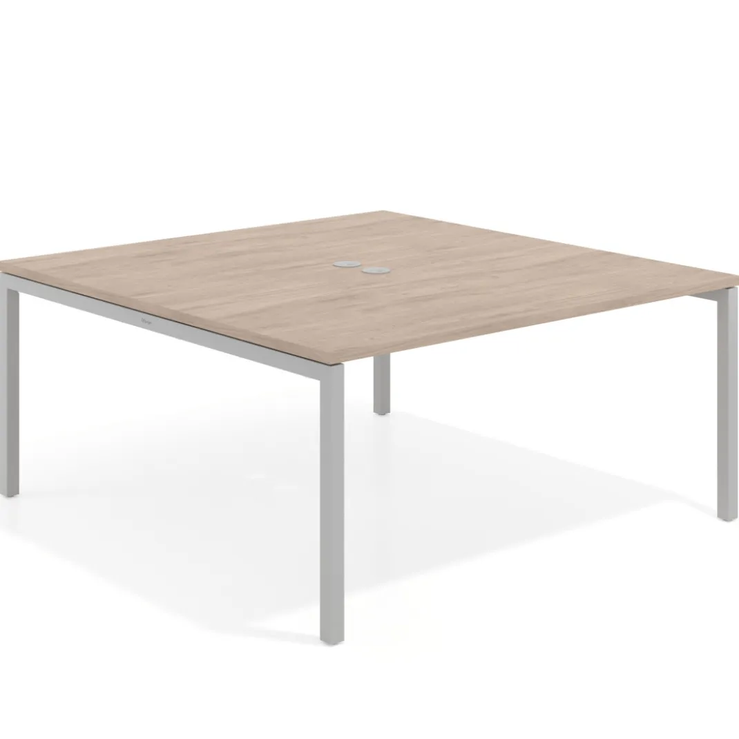 Mesa para coworking encimera continua fondo 166 cm estructura aluminio