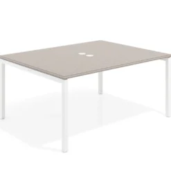 Mesa para coworking encimera continua fondo 126 cm estructura blanca