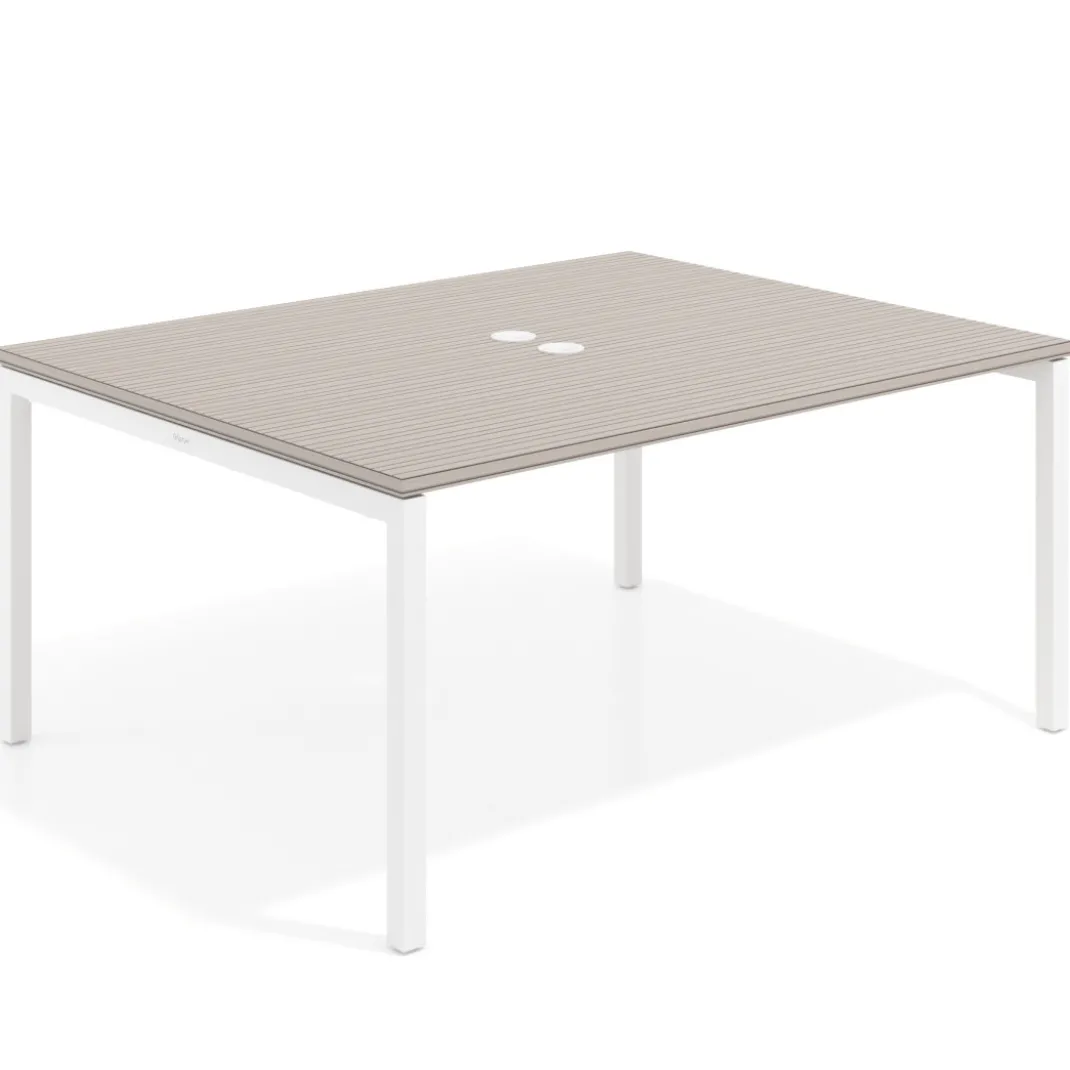 Mesa para coworking encimera continua fondo 126 cm estructura blanca