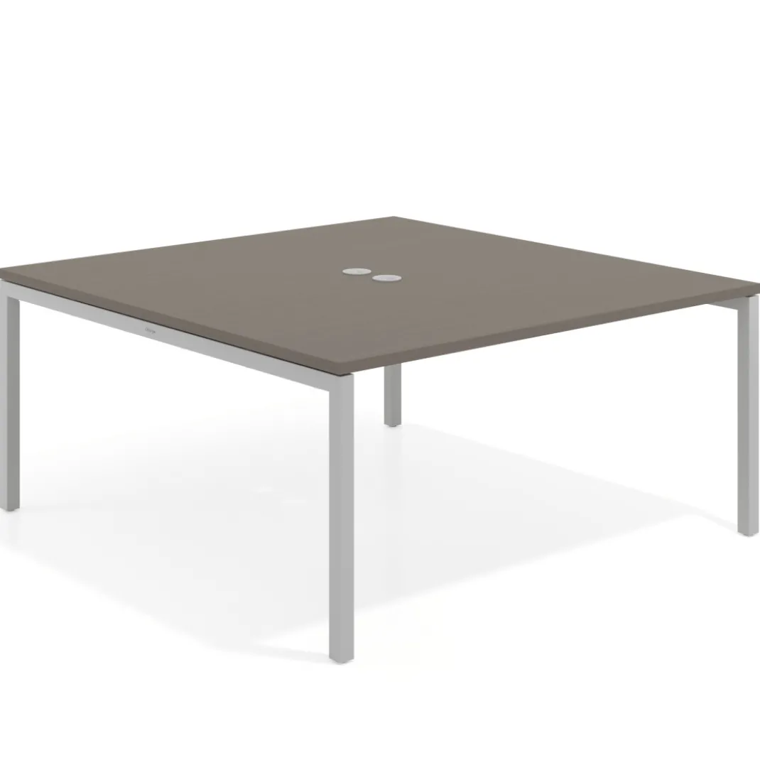 Mesa para coworking encimera continua fondo 166 cm estructura aluminio