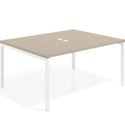 Mesa para coworking encimera continua fondo 126 cm estructura blanca