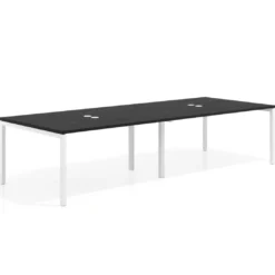 Mesa para coworking encimera continua doble Kube, fondo 126 cm, estructura blanca