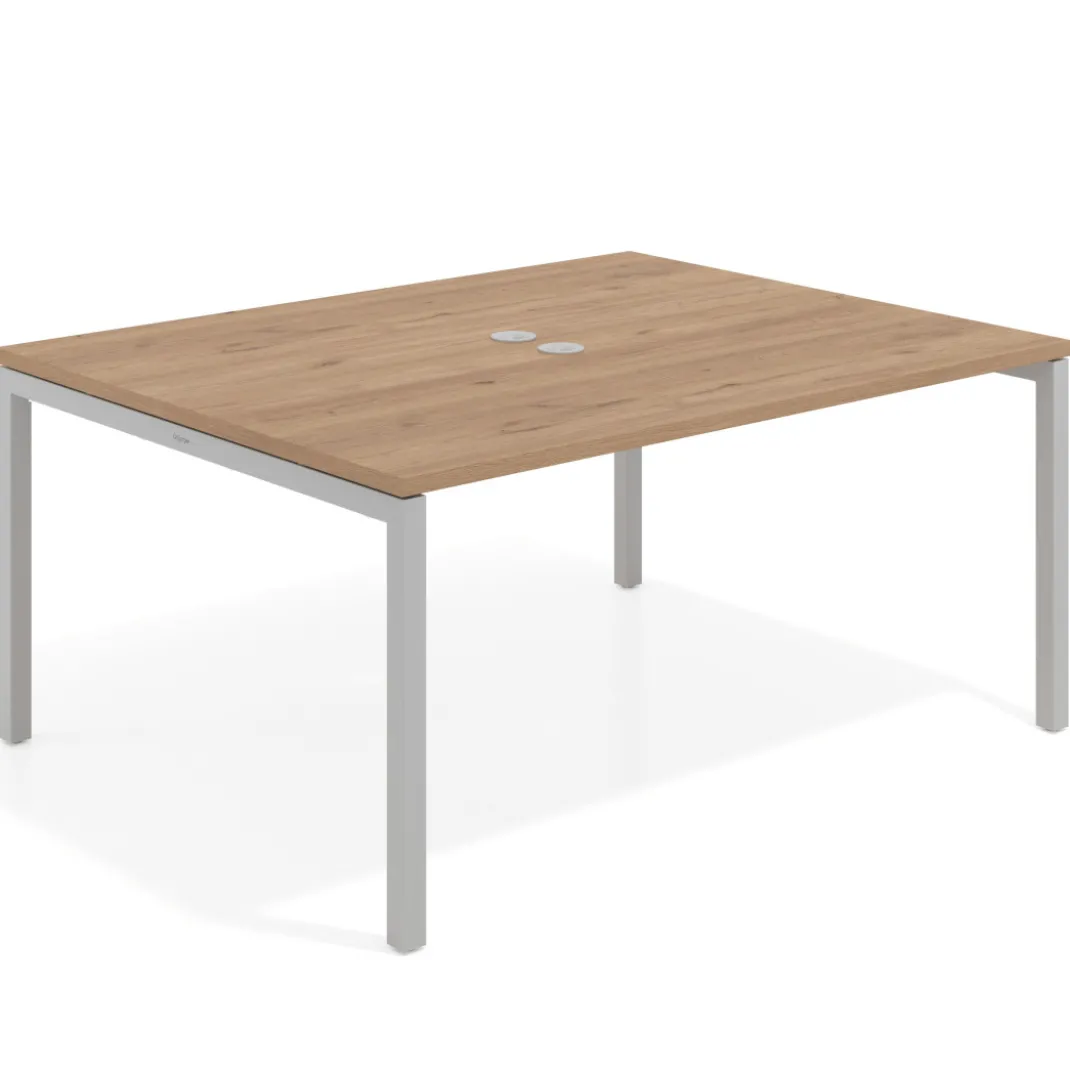 Mesa para coworking encimera continua fondo 126 cm estructura aluminio