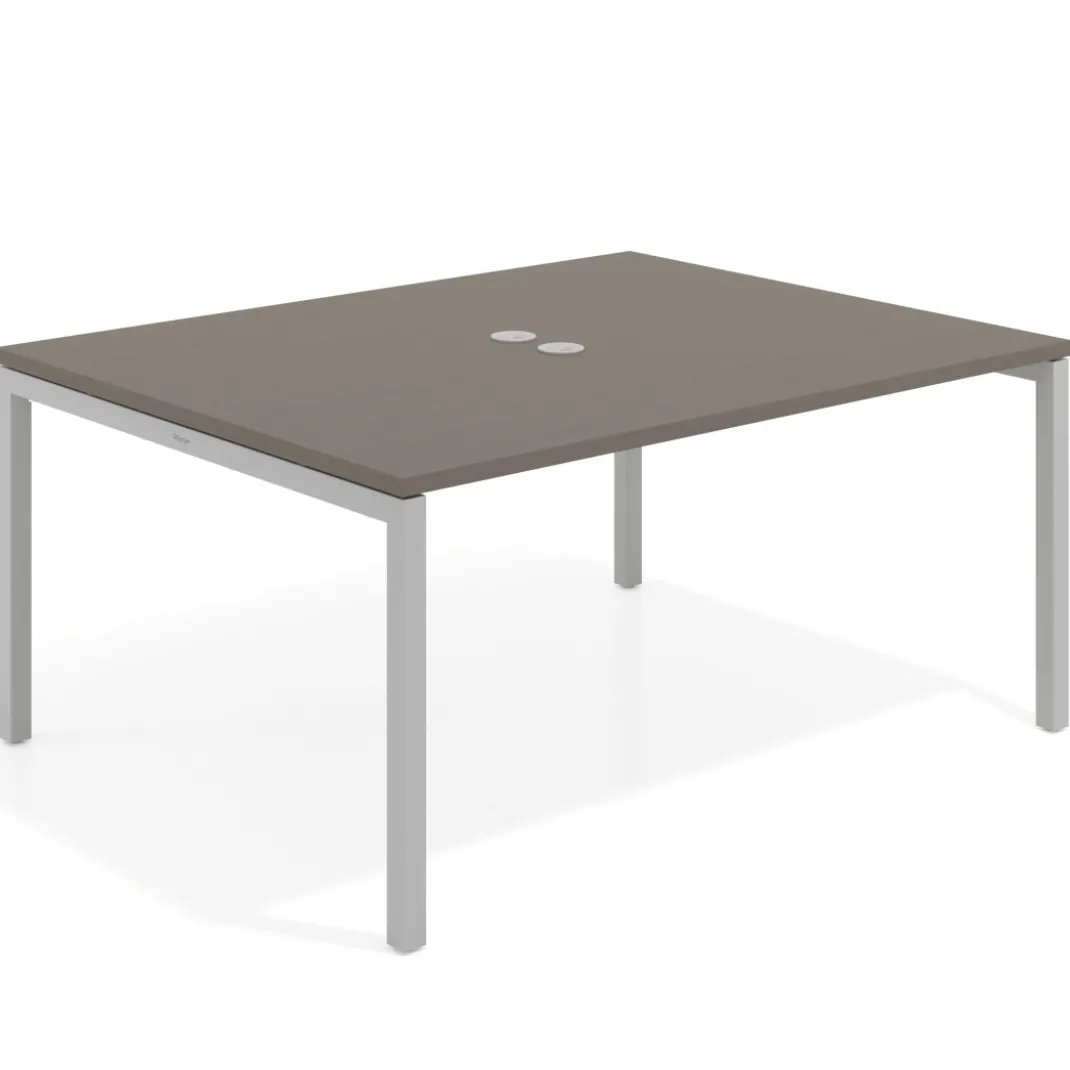 Mesa para coworking encimera continua fondo 126 cm estructura aluminio