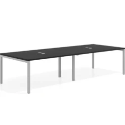 Mesa para coworking encimera continua doble Kube, fondo 126 cm, estructura aluminio
