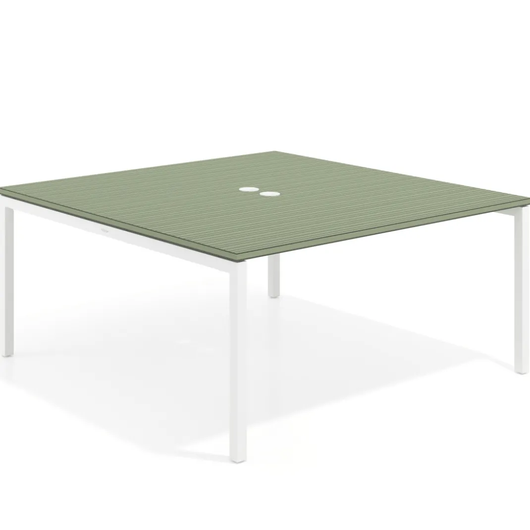 Mesa para coworking encimera continua fondo 166 cm estructura blanco