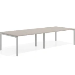 Mesa para coworking encimera continua doble Kube, fondo 126 cm, estructura aluminio