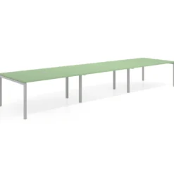 Mesa para coworking encimera continua triple Kube, fondo 126 cm, estructura aluminio
