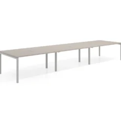 Mesa para coworking encimera continua triple Kube, fondo 126 cm, estructura aluminio