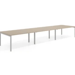 Mesa para coworking encimera continua triple Kube, fondo 126 cm, estructura aluminio