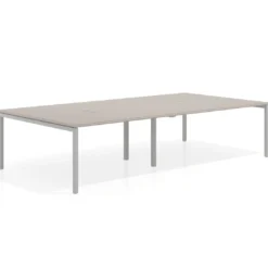 Mesa para coworking Kube doble, encimera continua fondo 166 cm, estructura aluminio