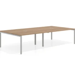 Mesa para coworking Kube doble, encimera continua fondo 166 cm, estructura aluminio